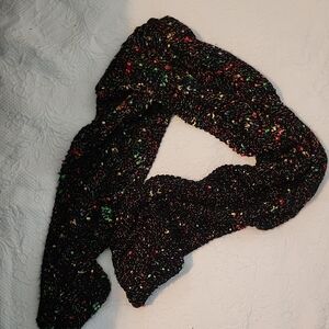 Elegant Black Multicolor Knit Scarf